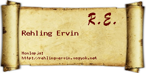 Rehling Ervin névjegykártya